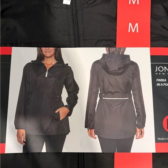 Jones New York Women's Black Parka lightweight Rain Jacket size Medium - Picture 1 of 1